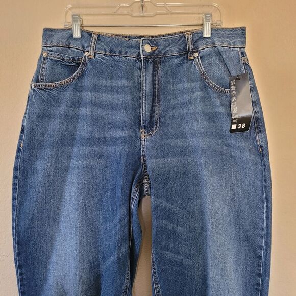 Womens High Rise Barrel Baggy Ankle Jeans Size 12 Blue Balloon 100% Cotton Nwt - Picture 2 of 9